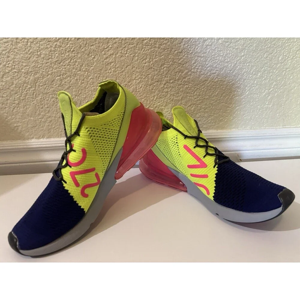 Nike Air Max 270 Flyknit Men’s Size 10.5 Regency Purple Volt Pink AO1023-501